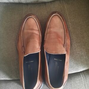 Johnson & Murphy Men's Brown Leather Slip-On Loafers - Made in Italy